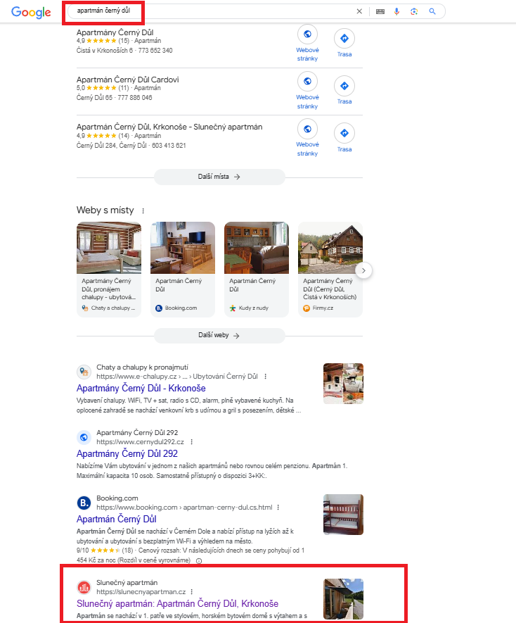 Apartman Cerny Dul - web zobrazeni